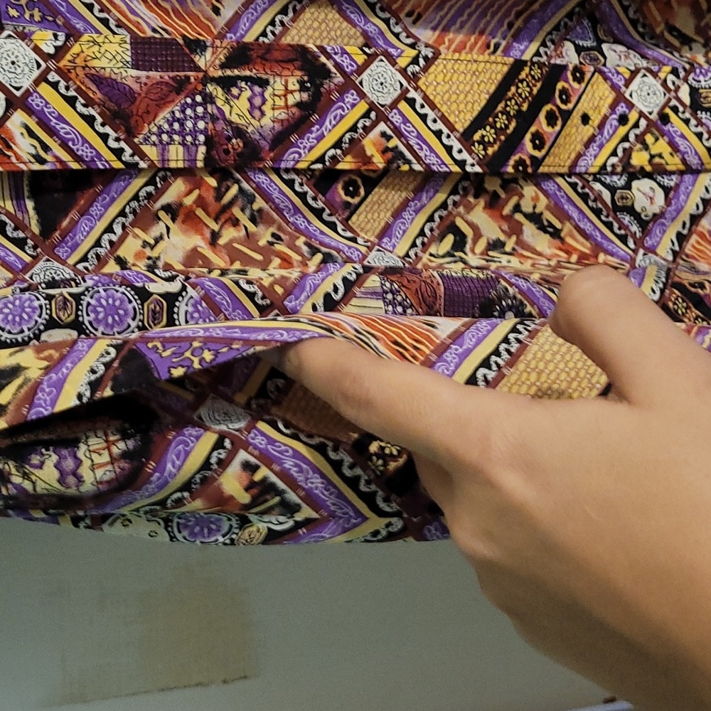 Vintage Maxi Dress — Purple, Gold, Black Graphic Print - Picture 5 of 5